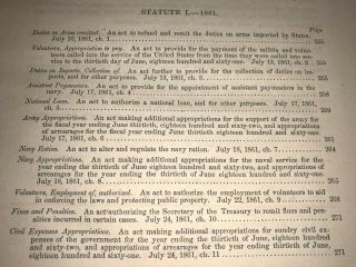 PUBLIC LAWS OF THE UNITED STATES 37TH CONGRESS (1861) US CIVIL WAR RARE 3