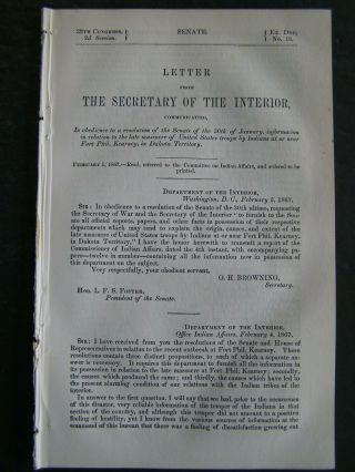 Government Report 1867 Massacre Of Us Troops By Indians Near Fort Phil Kearney