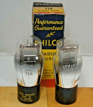 2 Philco Globe 71a Audio Amplifier Tubes (71a,  171a) Guaranteed Test Good