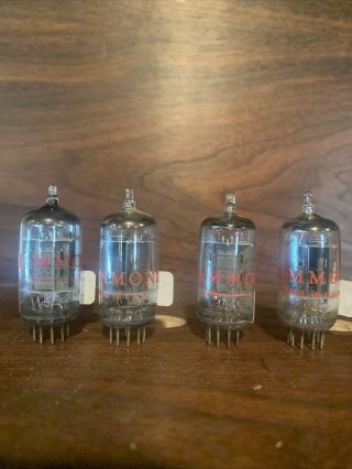 4 X 12ax7 Hammond G.  E Tubes Long Grey Plates O - Getter Strong Well Matched Quad