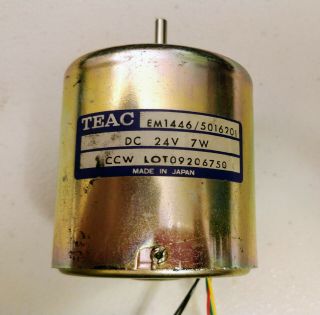Teac EM1446 Capstan Motor DC 24V 7W,  with pulley - Read for details 2