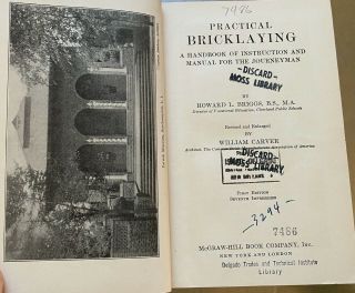 Practical Bricklaying by Howard L.  Briggs (1924,  1st Edition Hardcover) s 10761 2