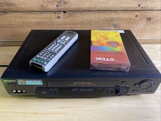 Sony Slv - N71 Vcr With Remote 4 Head Hi - Fi Stereo Vcr Vhs Player Video Recorder