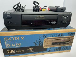 Sony Slv - 677hf 4 - Head Vhs Vcr In Open Box W/ Rmt - V231a Remote & A/v Cords