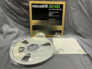 Maxell Ud 50 - 120 10.  5 " Metal Reel To Reel Tape W/box 1/4 " Audio Sound Recording