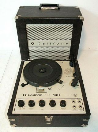 Vintage Califone 1815k Portable Record Player Turntable W/detachable Speaker