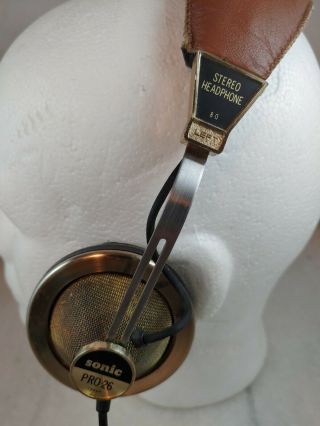 SONIC PRO - 26 VINTAGE STEREO HEADPHONES 1960s 1970s GOLD METAL Space Age 2
