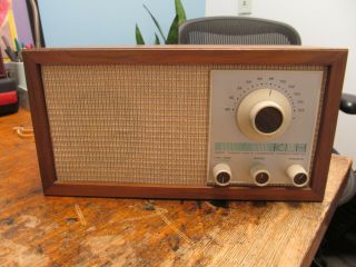 Vintage Klh Model Twenty One 21 Fm Table Radio W Wood Cabinet Finish