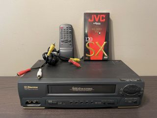 Emerson Ewv601b Vcr With Remote 4 Head Hi - Fi Stereo Vhs Player Tape Recorder