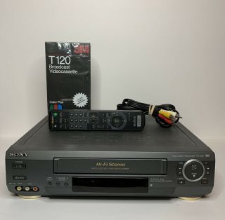 Sony Slv - Ax10 Vcr 4 - Head Hi - Fi Vhs Video Cassette Recorder Player With Remote
