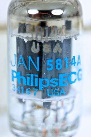 Nos Philips Blue Ecg Jan Usa 5814a 12au7wa Ecc82 Amplitrex M - Triode Single Tube