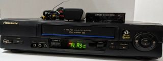Panasonic Vcr Pv - V4601 4 Head Hi - Fi Stereo Vhs Vcr Recorder W.  Remote -