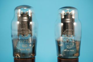 Pair Mullard GZ32 Full - wave Vacuum Rectifier Power Supply Tubes Same Date 3