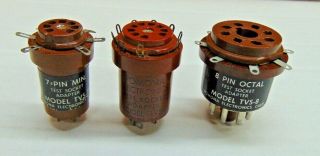 Set Of 3 Vintage Pomona Vacuum Tube Test Socket Adapters 7,  8,  And 9 Pin