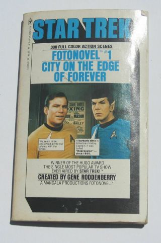 1977 Star Trek Fotonovel City On The Edge Of Forever Paperback Book Softcover 1