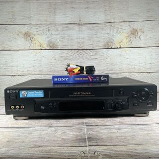 Sony Slv - N51 Vcr 4 Head Hi - Fi Stereo Vcr Vhs Player Recorder With Blank Vhs Tape