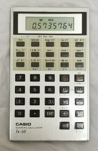 Vintage Casio FX - 68 FX68 Credit Card Size Scientific Calculator and cover 2