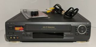 Sony Slv - Ax10 Vcr 4 - Head Hi - Fi Vhs Recorder/player W/ Ge Univ.  Remote & Av Cable