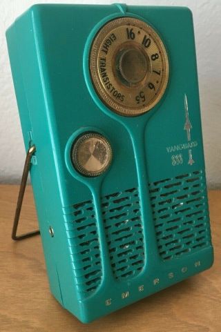 1958 Emerson Vanguard Nevabreak Vintage Transistor Radio - Model 888 - Turquoise