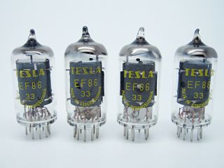 4 X Nos Tesla Ef86 - 6cf8 - 6267 Test V.  Good & Matched Vacuum Pentode Audio Tube