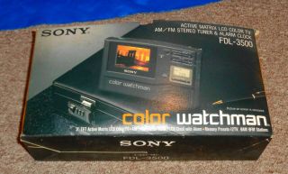 Sony Color Watchman Model Fdl - 3500 Lcd Analog Tv With Case Looks