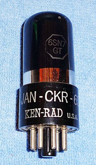 1 Ken - Rad Jan Ckr 6sn7gt Vt - 231 Vacuum Tube 1944 Vintage Dark Glass Twin Triode