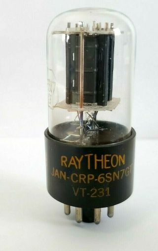 1 Raytheon Jan 6sn7 Gt Vt - 231 Black Plate Vacuum Tube Nos On Tv - 7