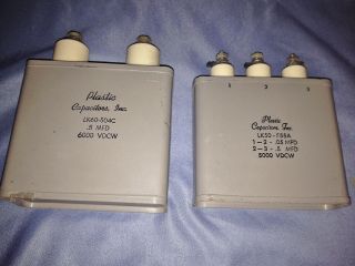 Vintage Plastic Capacitors,  Inc - Lk60 - 504c And Lk50 - 555 - Vgc