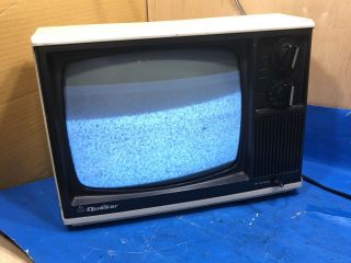 Vintage 1980 Quasar 12” Portable Tv Set Demolished Office In Brooklyn Navy Yard