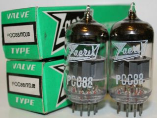 Nos Zaerix Pcc88 / 7dj8 Tubes,  Matched Pair,  In Boxes