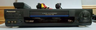 Panasonic Pv - 9662 Vcr 4 Head Hi - Fi Vhs Player Recorder W/remote & Cables
