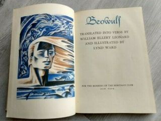 1939 BEOWULF William Ellery Leonard,  Lynn Ward illustrations THE HERITAGE PRESS 2