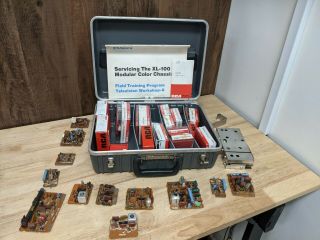 Vintage Rca Color Tv Modules Home Service Repair Case W/ Parts Modules & Manuals