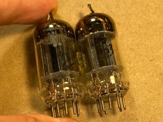 Matched Pair Westinghouse 12AU7 Tubes 1962 Long Black Plate Test Strong B 3