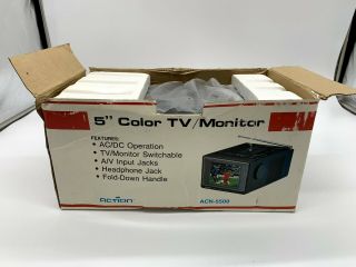Vintage Hard to Find Action Brand Portable 5 inch Colored TV ACN - 5500 3