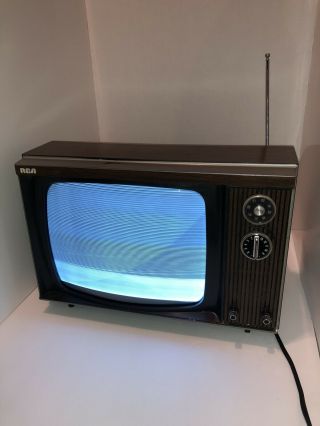 Rca 1974 Retro Tv Gaming 12 " B&w Wood Grain 2 Antennas Rare