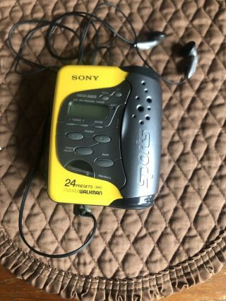 Sony Wm - F75 Sports Walkman Cassette Tape Player Am/fm Radio With Headset
