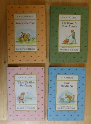 A.  A.  Milne Winnie - The - Pooh Set Of 4 1988 Hcdj Dutton Shepard Illustrated