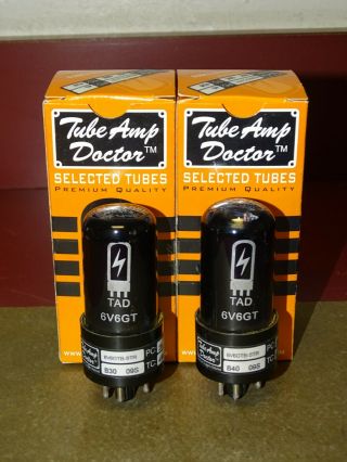 Pair,  Tube Amp Doctor TAD Type 6V6GT Audio Tubes,  NOS 2
