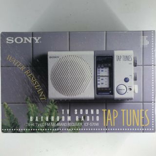 Sony Tap Tunes Icf - S76w Tv High/tv Low/fm/am 4 Band Shower Radio Vtg