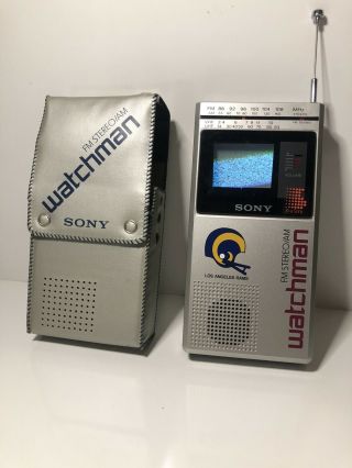 Sony Watchman Am/fm Stereo Mini Tv - Case Los Angeles Rams