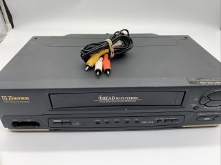 Emerson Ewv601b Vcr W/ Remote 4 Head Hi - Fi Vhs Player Tape Recorder