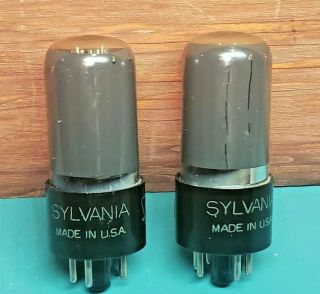 6v6 Gt Tube Pair Sylvania 1950 Black Plate D Getter Smoked Top Match Year Pair