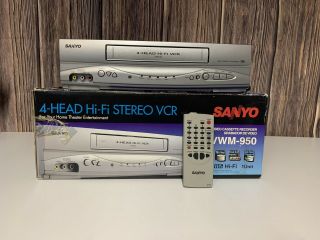 Sanyo Vwm - 950 4 Head Hi - Fi Stereo Vhs Vcr Player Remote & Box