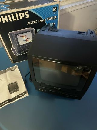 Philips 9 " Crt Travel Tv/vcr Combo Cca092at01 Ac/dc Rv Camping Gaming