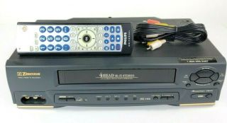 Emerson Ewv601 Vcr 4 - Head Hi - Fi Stereo Vhs Player W/ Remote & Cables