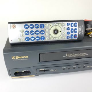 Emerson EWV601 VCR 4 - Head Hi - Fi Stereo VHS Player w/ Remote & Cables 2