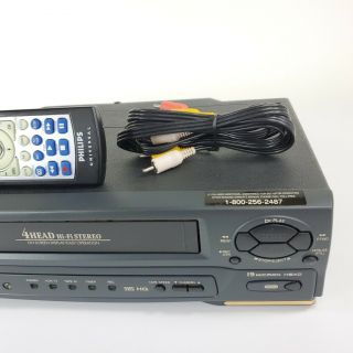 Emerson EWV601 VCR 4 - Head Hi - Fi Stereo VHS Player w/ Remote & Cables 3