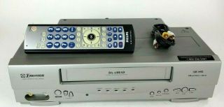 Emerson Ewv404 Vhs Vcr 4 Head Video Cassette Recorder Player W/ Remote -