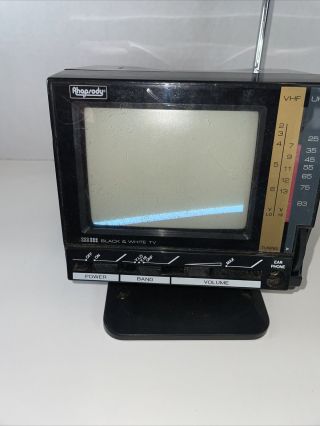Vintage Rhapsody Mini Portable Tv Model Tvs 628 Black White 4.  5”